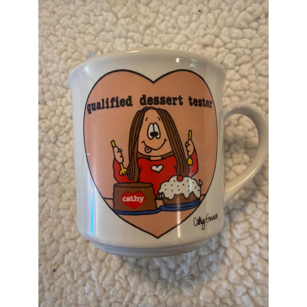 Vintage 1983 Cathy Comic Mug Qualified Dessert Tester American Greetings 80s